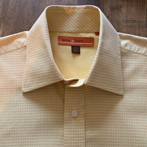 Sette Ponti Yellow Textured Cotton Dress Shirt | Made in Korea | Medium